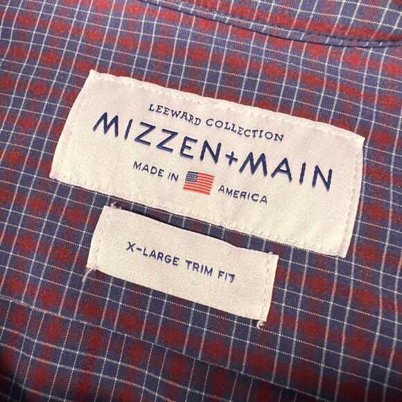 Mizzen + Main Shirt Mens XL Plaid Trim Fit Leeward Collection Performance USA - Picture 5 of 7